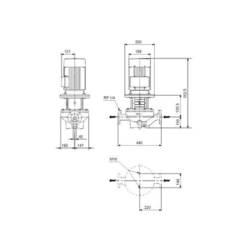 Immagine di Grundfos TP 40-110/4 A-F-A-BQQE-FW3 elettropompa in linea per impianti di riscaldamento e condizionamento, prevalenza 16 bar, DN 40 98743357