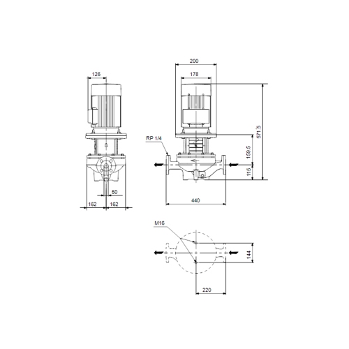 Immagine di Grundfos TP 50-120/4 A-F-A-BQQE-GW3 elettropompa in linea per impianti di riscaldamento e condizionamento, prevalenza 16 bar, DN 50 98742942