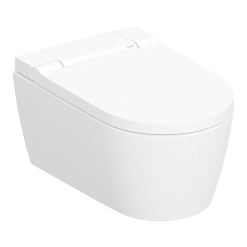 Immagine di Geberit AQUACLEAN SELA vaso sospeso, senza brida, con tecnologia TurboFlush, completo di sedile con funzione bidet a chiusura ammortizzata e cover colore bianco finitura opaco, colore bianco finitura opaco 146.220.JT.1