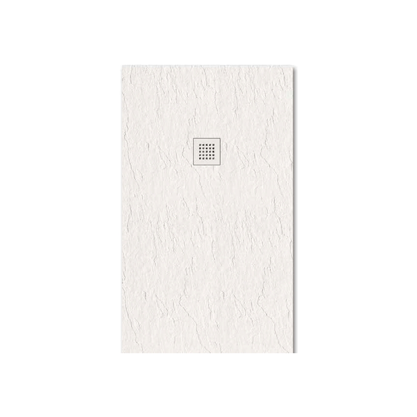 Immagine di RCR BASIC ARDESIA piatto doccia antiscivolo rettangolare L.70 P.170 cm, completo di griglia copripiletta in acciaio inossidabile, colore bianco finitura ardesia S19514