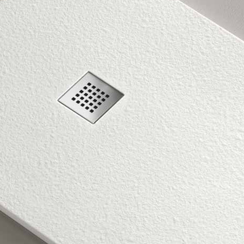 Immagine di RCR BASIC PIETRA piatto doccia antiscivolo rettangolare L.70 P.140 cm, completo di griglia copripiletta in acciaio inossidabile, colore grigio finitura pietra S14640