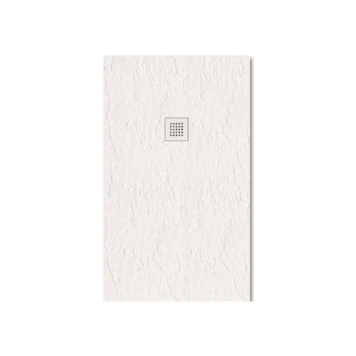 Immagine di RCR BASIC ARDESIA piatto doccia antiscivolo rettangolare L.80 P.100 cm, completo di griglia copripiletta in acciaio inossidabile, colore bianco finitura ardesia S18398