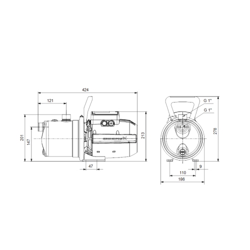 Immagine di Grundfos JP 4-54 pompa centrifuga a singolo stadio con adescamento automatico, copro in acciaio inox 99458768