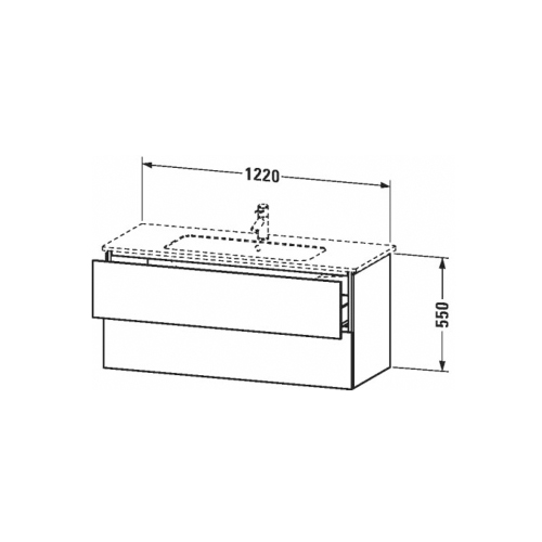 Immagine di Duravit L-CUBE base sottolavabo sospesa L.122 P.48 cm, con 2 cassetti, scasso per sifone e coprisifone, colore grigio dolomite finitura lucido LC624303838