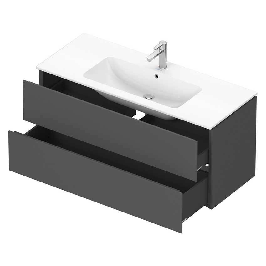 Immagine di Duravit L-CUBE base sottolavabo sospesa L.122 P.48 cm, con 2 cassetti, scasso per sifone e coprisifone, colore grigio grafite finitura opaco LC624304949