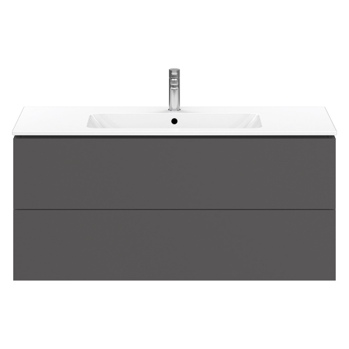 Immagine di Duravit L-CUBE base sottolavabo sospesa L.122 P.48 cm, con 2 cassetti, scasso per sifone e coprisifone, colore grigio grafite finitura opaco LC624304949