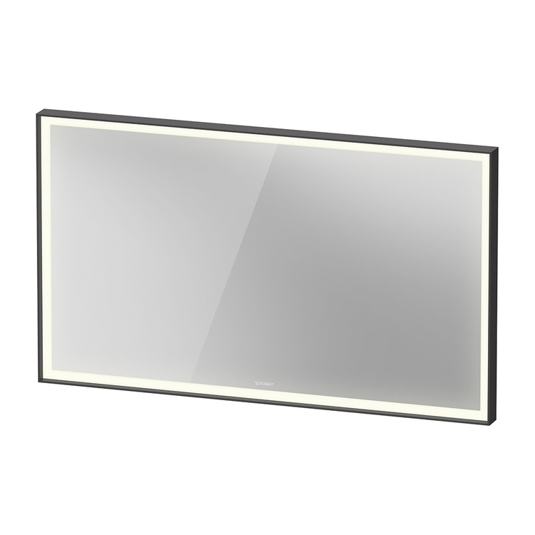 Duravit L-CUBE specchio L.120 H.70 cm, con illuminazione LED su 4 lati, con interruttore a sensore a destra, colore grigio grafite finitura opaco LC738304949