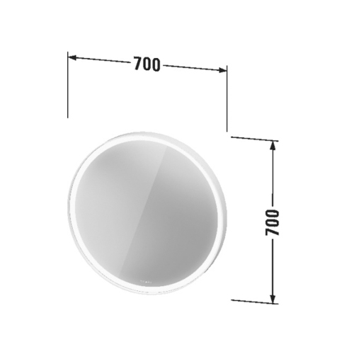 Immagine di Duravit VITRIUM specchio rotondo 70 cm con illuminazione, 1 interruttore a sensore, versione Sensor, colore bianco finitura opaco VT090018180000