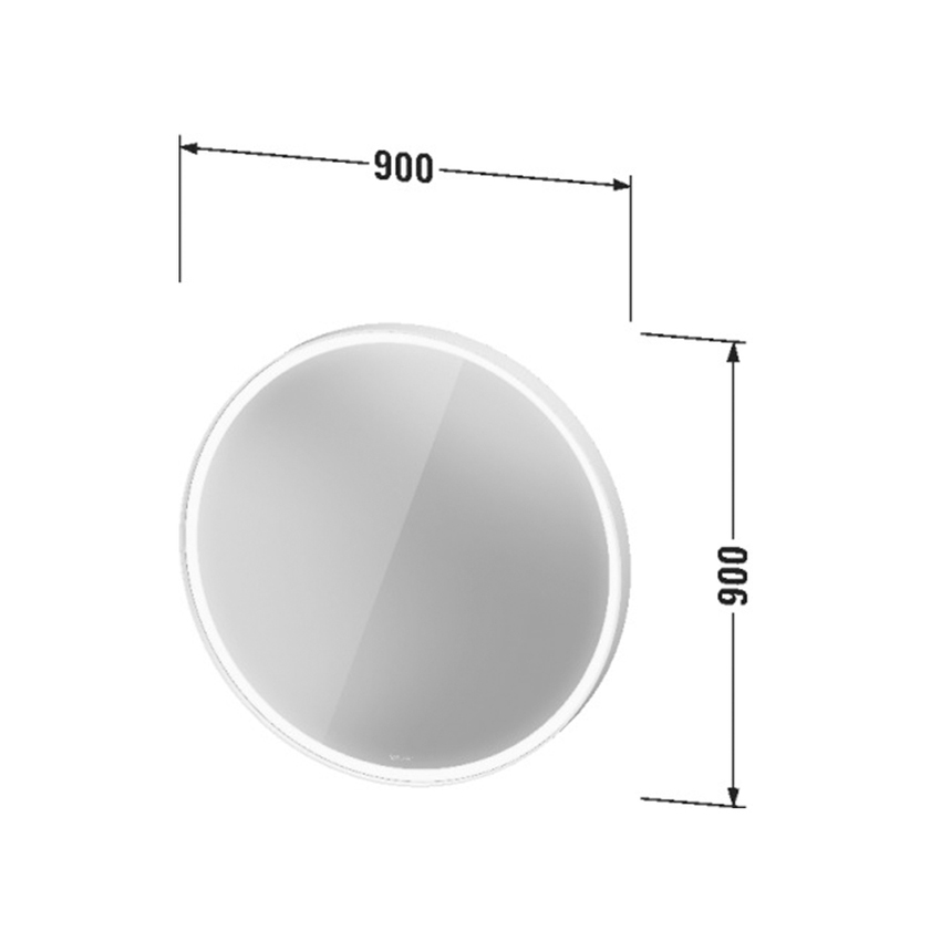 Immagine di Duravit D-NEO composizione bagno: mobile sottolavabo e colonna sospesi, finitura rovere nero + specchio Ø 90 con illuminazione, versione "Good" + lavabo 80 cm, colore bianco + miscelatore monocomando M, finitura cromo DE425701616+DE1318L1616