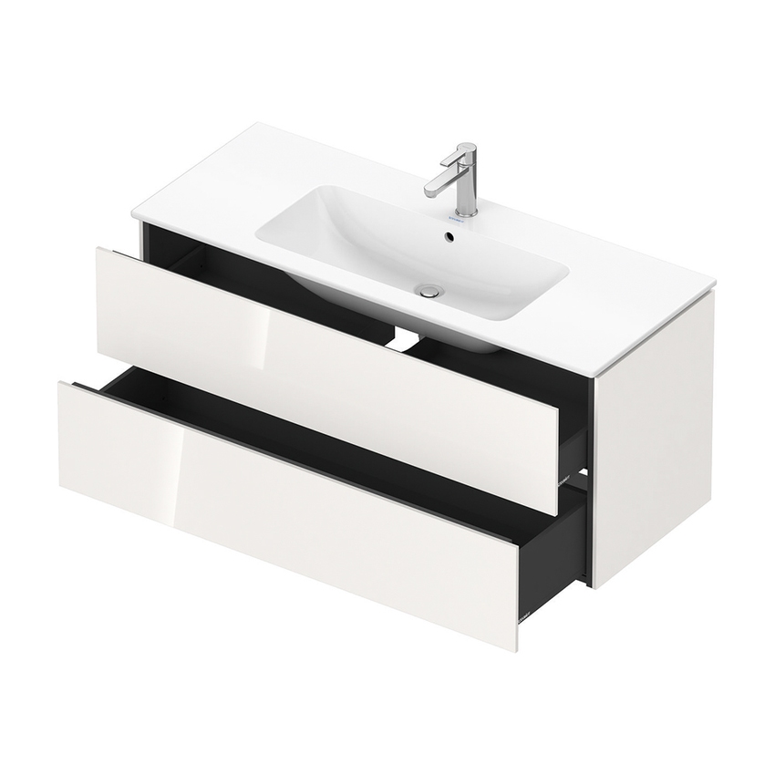 Immagine di Duravit L-CUBE base sottolavabo sospesa L.122 P.48 cm, con 2 cassetti, scasso per sifone e coprisifone, colore bianco finitura lucido LC624302222