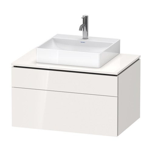 Immagine di Duravit L-CUBE base sottolavabo sospesa L.82 P.55 cm, con 1 cassetto e 1 elemento estraibile, scasso per sifone e coprisifone, colore bianco finitura lucido LC488002222