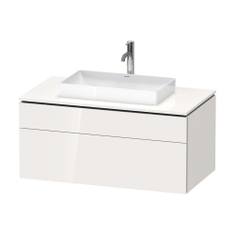 Immagine di Duravit L-CUBE base sottolavabo sospesa L.102 P.55 cm, con 1 cassetto e 1 elemento estraibile, scasso per sifone e coprisifone, colore bianco finitura lucido LC488102222