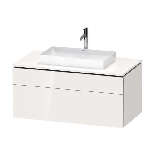 Immagine di Duravit L-CUBE base sottolavabo sospesa L.102 P.55 cm, con 1 cassetto e 1 elemento estraibile, scasso per sifone e coprisifone, colore bianco finitura lucido LC488102222