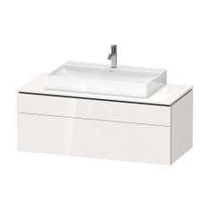 Immagine di Duravit L-CUBE base sottolavabo sospesa L.122 P.55 cm, con 1 cassetto e 1 elemento estraibile, scasso per sifone e coprisifone, colore bianco finitura lucido LC488202222