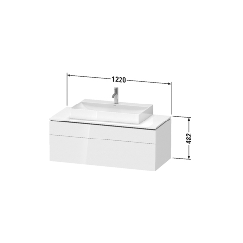 Immagine di Duravit L-CUBE base sottolavabo sospesa L.122 P.55 cm, con 1 cassetto e 1 elemento estraibile, scasso per sifone e coprisifone, colore bianco finitura lucido LC488202222