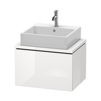 Immagine di Duravit L-CUBE base sottolavabo sospesa L.62 P.48 cm, con 1 elemento estraibile, senza consolle, colore bianco finitura lucido LC580002222