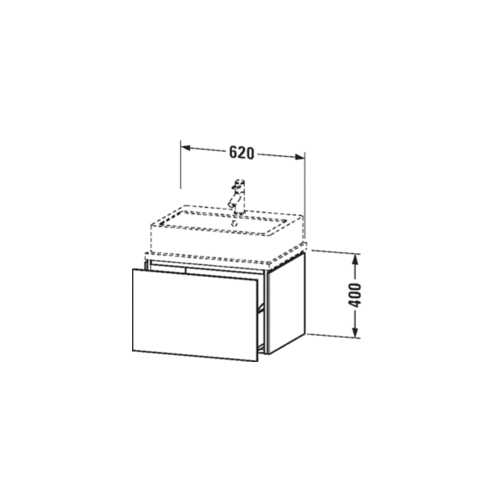 Immagine di Duravit L-CUBE base sottolavabo sospesa L.62 P.48 cm, con 1 elemento estraibile, senza consolle, colore bianco finitura lucido LC580002222