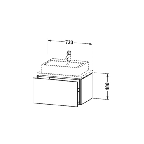 Immagine di Duravit L-CUBE base sottolavabo sospesa L.72 P.48 cm, con 1 elemento estraibile, senza consolle, colore bianco finitura lucido LC580102222
