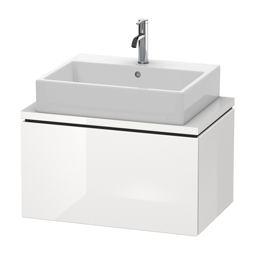 Immagine di Duravit L-CUBE base sottolavabo sospesa L.72 P.48 cm, con 1 elemento estraibile, senza consolle, colore bianco finitura lucido LC580102222