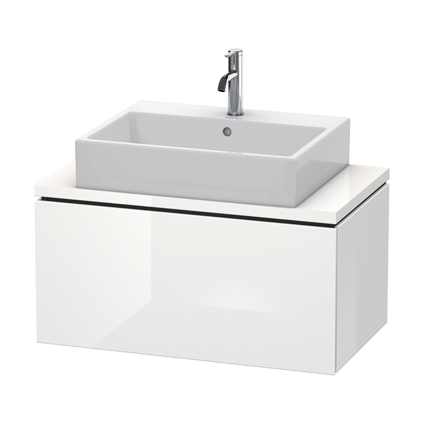 Immagine di Duravit L-CUBE base sottolavabo sospesa L.82 P.48 cm, con 1 elemento estraibile, senza consolle, colore bianco finitura lucido LC580202222