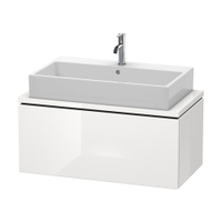 Immagine di Duravit L-CUBE base sottolavabo sospesa L.92 P.48 cm, con 1 elemento estraibile, senza consolle, colore bianco finitura lucido LC580302222