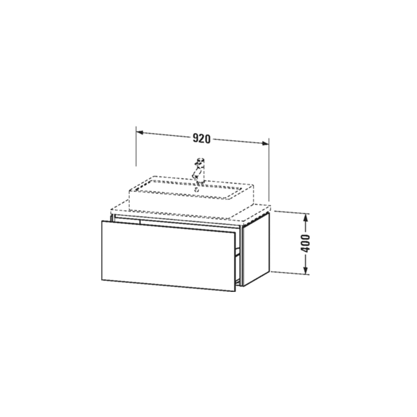 Immagine di Duravit L-CUBE base sottolavabo sospesa L.92 P.48 cm, con 1 elemento estraibile, senza consolle, colore bianco finitura lucido LC580302222