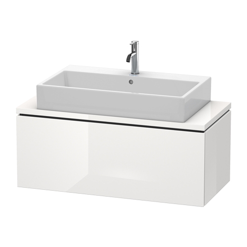 Immagine di Duravit L-CUBE base sottolavabo sospesa L.102 P.48 cm, con 1 elemento estraibile, senza consolle, colore bianco finitura lucido LC580402222