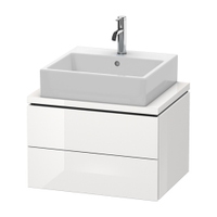 Immagine di Duravit L-CUBE base sottolavabo sospesa L.62 P.48 cm, con 2 cassetti, scasso per sifone e coprisifone, colore bianco finitura lucido LC580502222