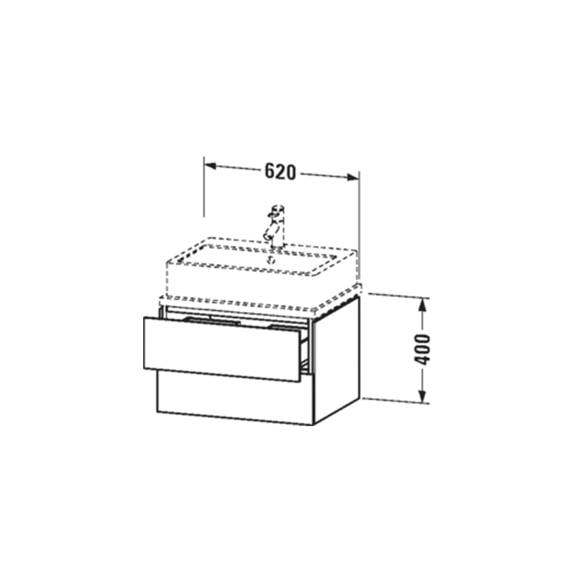 Immagine di Duravit L-CUBE base sottolavabo sospesa L.62 P.48 cm, con 2 cassetti, scasso per sifone e coprisifone, colore bianco finitura lucido LC580502222