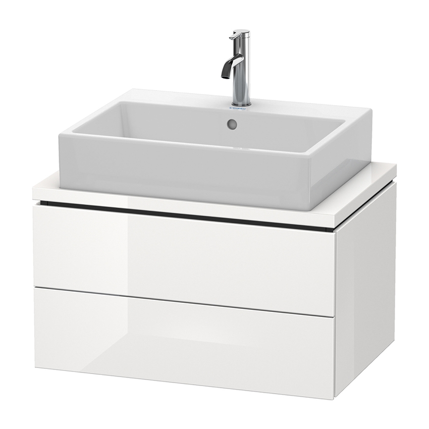 Immagine di Duravit L-CUBE base sottolavabo sospesa L.72 P.48 cm, con 2 cassetti, scasso per sifone e coprisifone, colore bianco finitura lucido LC580602222