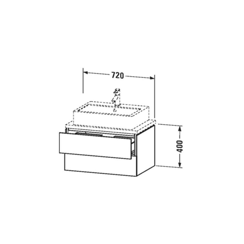 Immagine di Duravit L-CUBE base sottolavabo sospesa L.72 P.48 cm, con 2 cassetti, scasso per sifone e coprisifone, colore bianco finitura lucido LC580602222