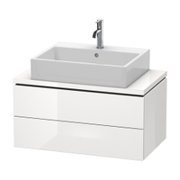 Immagine di Duravit L-CUBE base sottolavabo sospesa L.82 P.48 cm, con 2 cassetti, scasso per sifone e coprisifone, colore bianco finitura lucido LC580702222