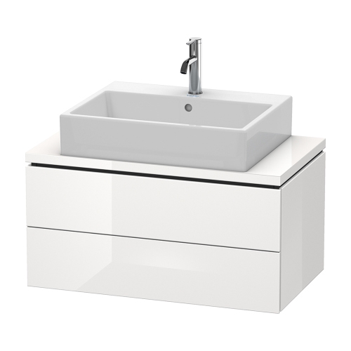 Immagine di Duravit L-CUBE base sottolavabo sospesa L.82 P.48 cm, con 2 cassetti, scasso per sifone e coprisifone, colore bianco finitura lucido LC580702222