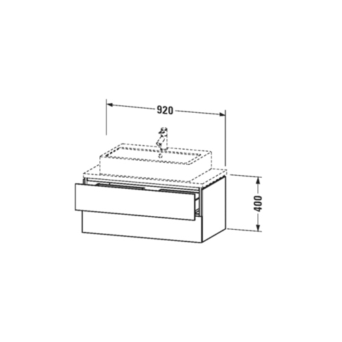Immagine di Duravit L-CUBE base sottolavabo sospesa L.92 P.48 cm, con 2 cassetti, scasso per sifone e coprisifone, colore bianco finitura lucido LC580802222