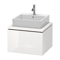 Immagine di Duravit L-CUBE base sottolavabo sospesa L.62 P.55 cm, con 1 elemento estraibile, senza consolle, colore bianco finitura lucido LC581002222