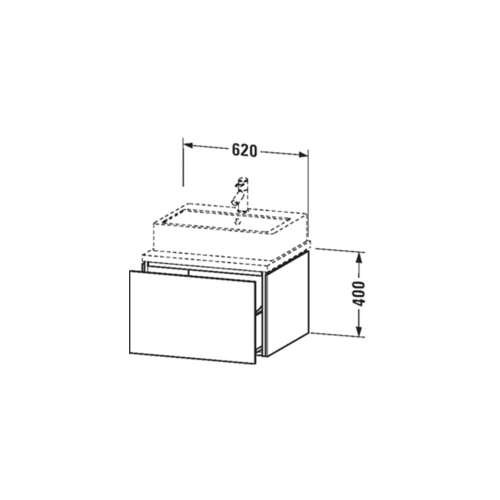 Immagine di Duravit L-CUBE base sottolavabo sospesa L.62 P.55 cm, con 1 elemento estraibile, senza consolle, colore bianco finitura lucido LC581002222