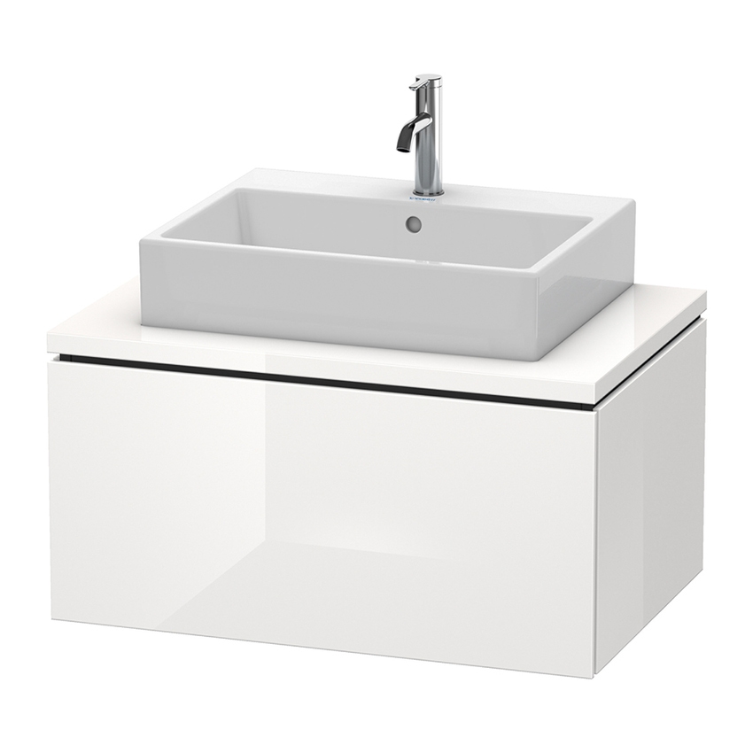 Immagine di Duravit L-CUBE base sottolavabo sospesa L.82 P.55 cm, con 1 elemento estraibile, senza consolle, colore bianco finitura lucido LC581202222