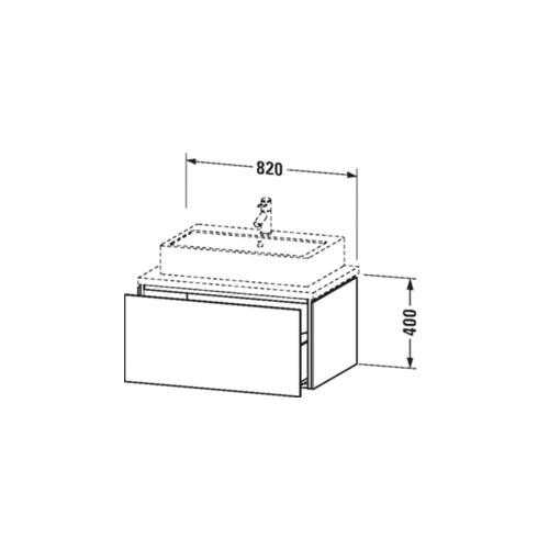 Immagine di Duravit L-CUBE base sottolavabo sospesa L.82 P.55 cm, con 1 elemento estraibile, senza consolle, colore bianco finitura lucido LC581202222