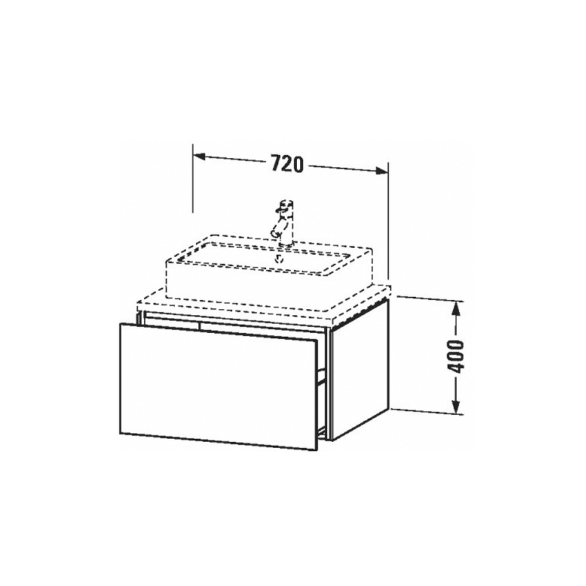 Immagine di Duravit L-CUBE base sottolavabo sospesa L.72 P.55 cm, con 1 elemento estraibile, senza consolle, colore bianco finitura lucido LC581102222