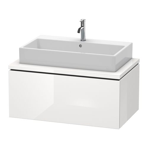 Immagine di Duravit L-CUBE base sottolavabo sospesa L.92 P.55 cm, con 1 elemento estraibile, senza consolle, colore bianco finitura lucido LC581302222