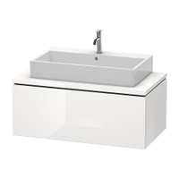 Immagine di Duravit L-CUBE base sottolavabo sospesa L.102 P.55 cm, con 1 elemento estraibile, senza consolle, colore bianco finitura lucido LC581402222