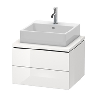 Immagine di Duravit L-CUBE base sottolavabo sospesa L.62 P. 55 cm, con 2 cassetti, scasso per sifone e coprisifone, senza consolle, colore bianco finitura lucido LC581502222