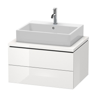 Immagine di Duravit L-CUBE base sottolavabo sospesa L.72 P. 55 cm, con 2 cassetti, scasso per sifone e coprisifone, senza consolle, colore bianco finitura lucido LC581602222