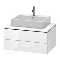 Immagine di Duravit L-CUBE base sottolavabo sospesa L.82 P. 55 cm, con 2 cassetti, scasso per sifone e coprisifone, senza consolle, colore bianco finitura lucido LC581702222