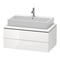 Immagine di Duravit L-CUBE base sottolavabo sospesa L.92 P. 55 cm, con 2 cassetti, scasso per sifone e coprisifone, senza consolle, colore bianco finitura lucido LC581802222