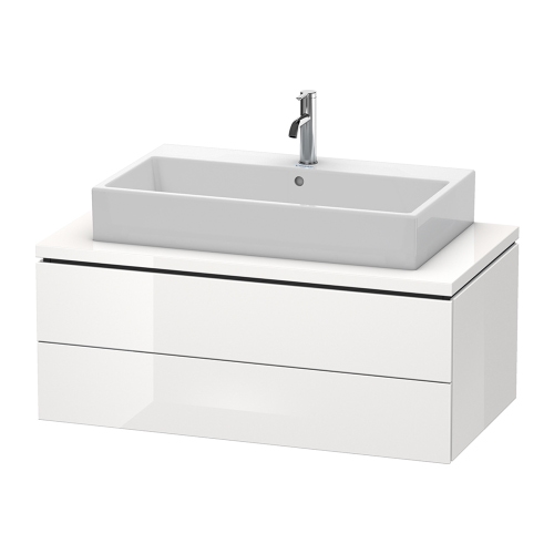 Immagine di Duravit L-CUBE base sottolavabo sospesa L.102 P. 55 cm, con 2 cassetti, scasso per sifone e coprisifone, senza consolle, colore bianco finitura lucido LC581902222