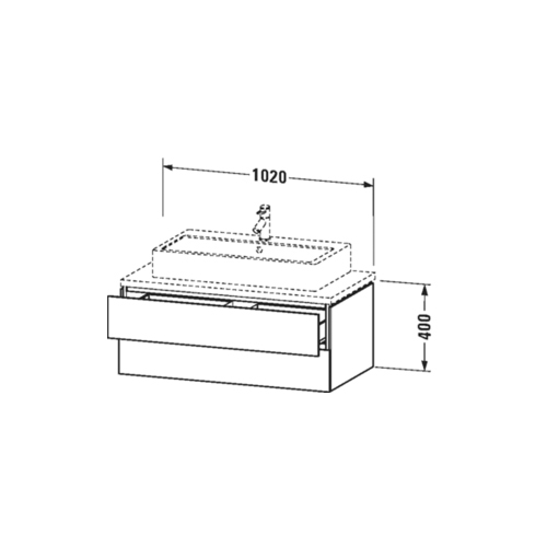 Immagine di Duravit L-CUBE base sottolavabo sospesa L.102 P. 55 cm, con 2 cassetti, scasso per sifone e coprisifone, senza consolle, colore bianco finitura lucido LC581902222