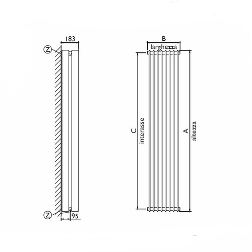 Immagine di Deltacalor SPACE DOPPIO radiatore Bianco h. 1500 x L. 580 mm SP2150014B