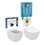 Immagine di Ideal Standard TESI set completo sanitari sospesi, vaso con sedile a chiusura ammortizzata e bidet monoforo, colore bianco finitura opaco, moduli d'installazione COMBIFIX per parete in muratura 111.907.00.5C-TESIBO