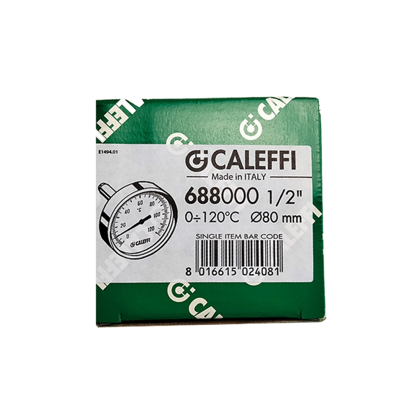 Immagine di Caleffi Termometro, attacco posteriore 1/2" L pozzetto 100 mm (conforme alle norme INAIL) 688010